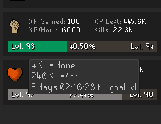 xp tracker: kills to level